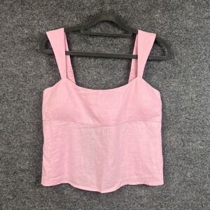 NEW Hollister Linen Blend Pink Tie Sleeveless Top Removable Bra Pads Women S